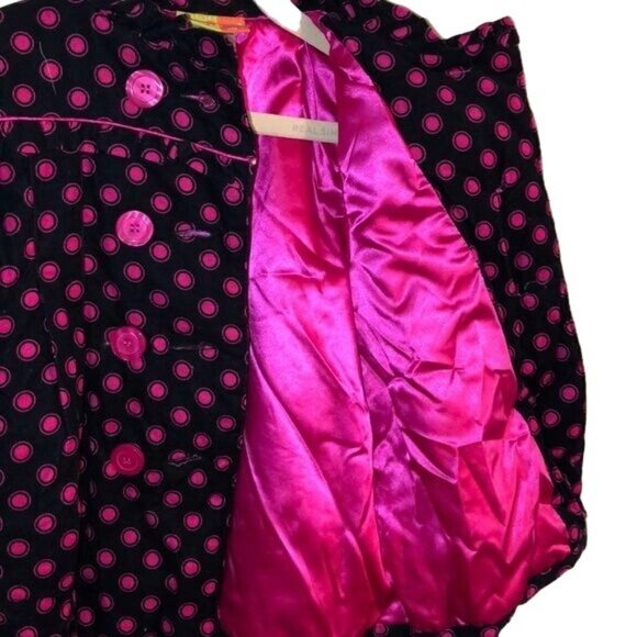 Penelope Mack Ltd Coat with Beret Hat, Navy with Pink Dots, Size 4T - Picture 3 of 6